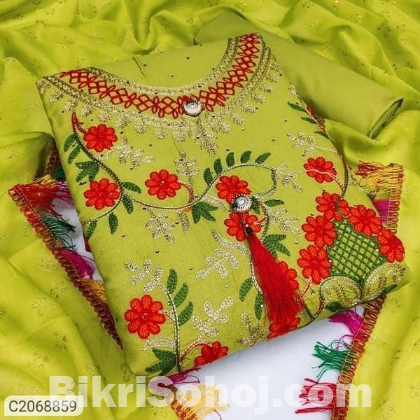 কাশ্মীরী আড়ি এম্ব্রডারী থ্রি-পিচ।